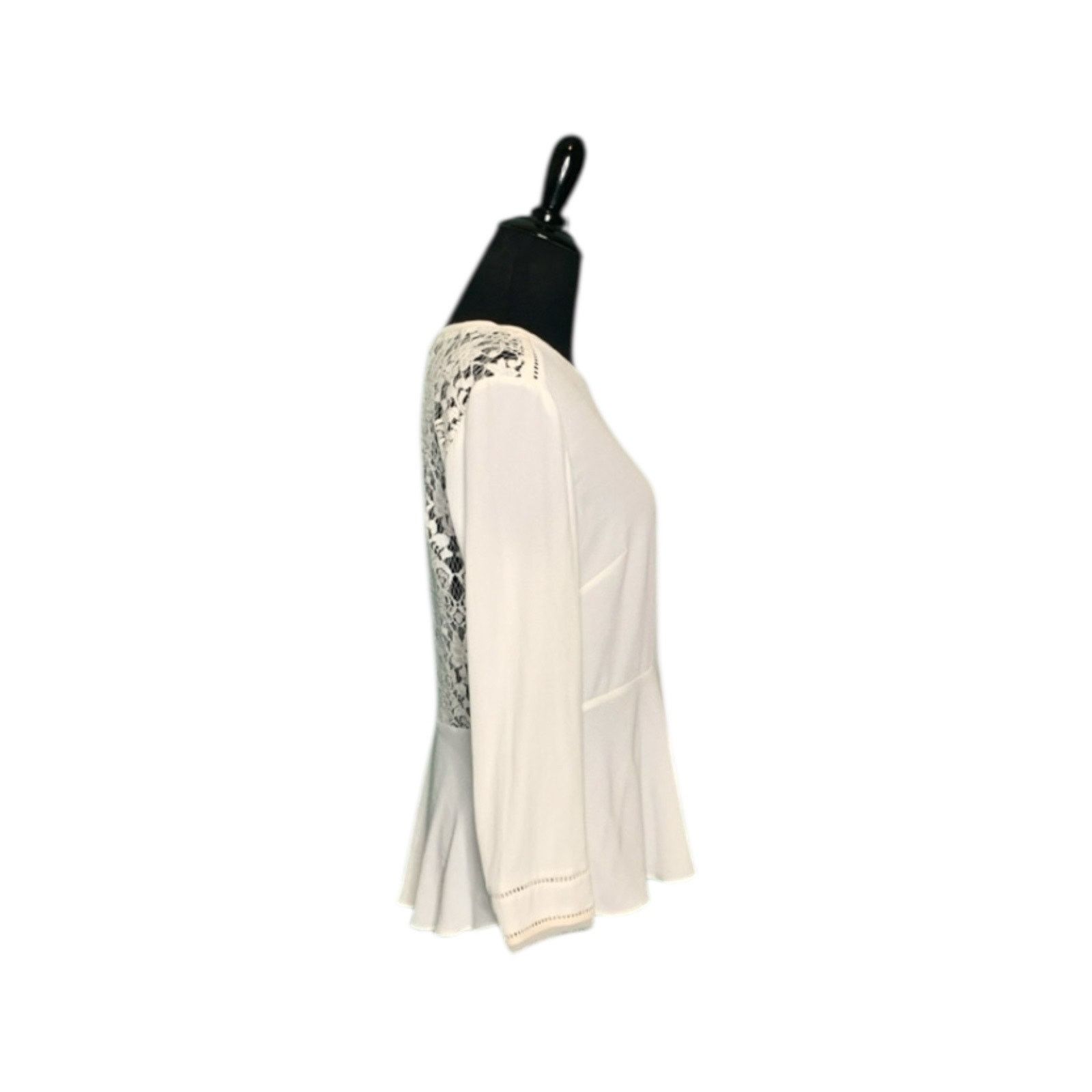 Rebecca Taylor Rebecca Taylor cream crepe lace peplum blouse 4 Size S / US 4 / IT 40 - 10 Thumbnail