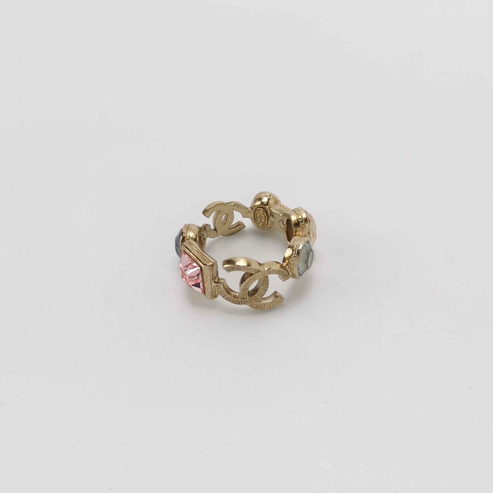 Chanel Chanel Crystal Double C Logo Ring Size 14 -z2505 Size ONE SIZE - 1 Thumbnail