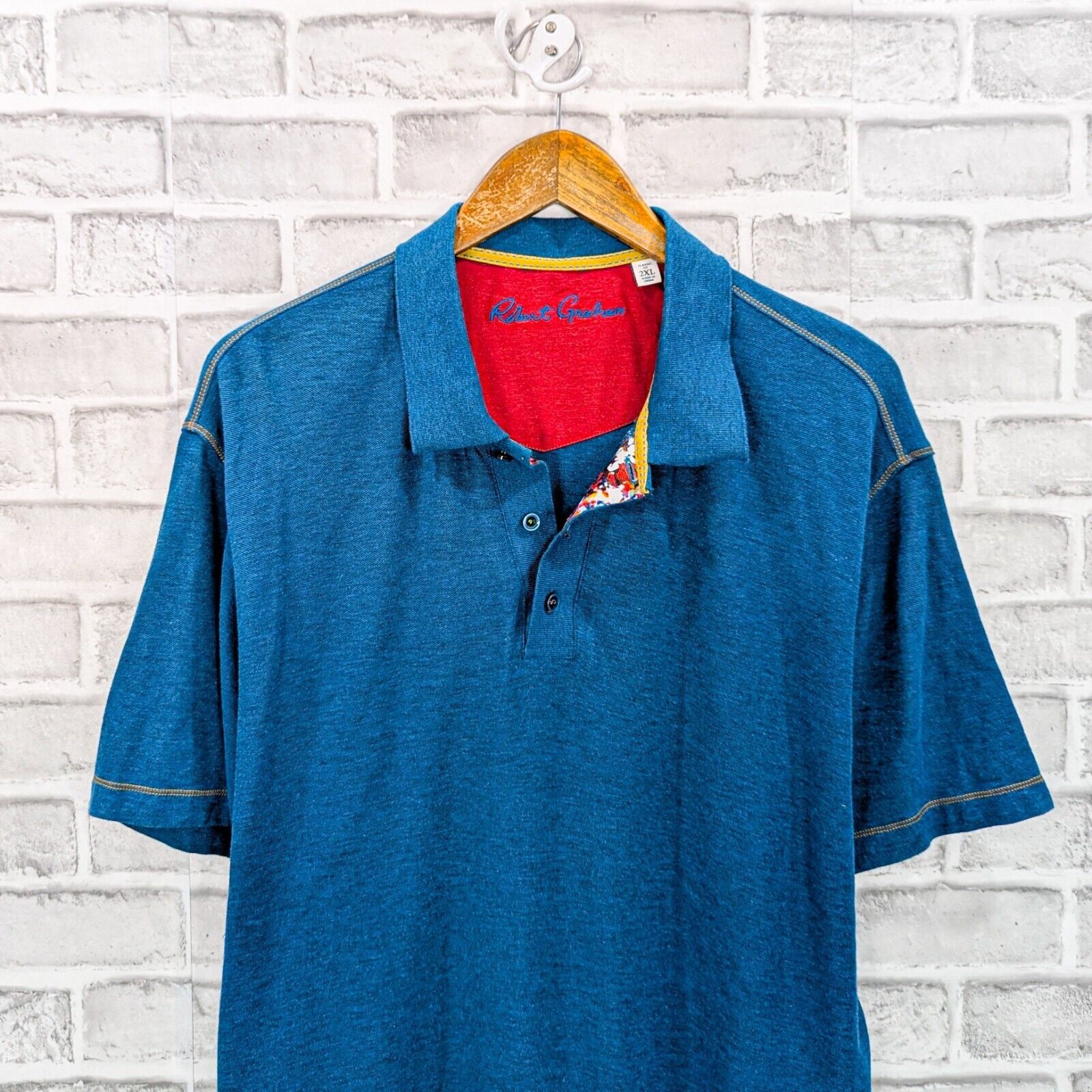 Robert Graham Robert Graham Men's Short Sleeve Polo Shirt in Blue Size US XXL / EU 58 / 5 - 4 Thumbnail