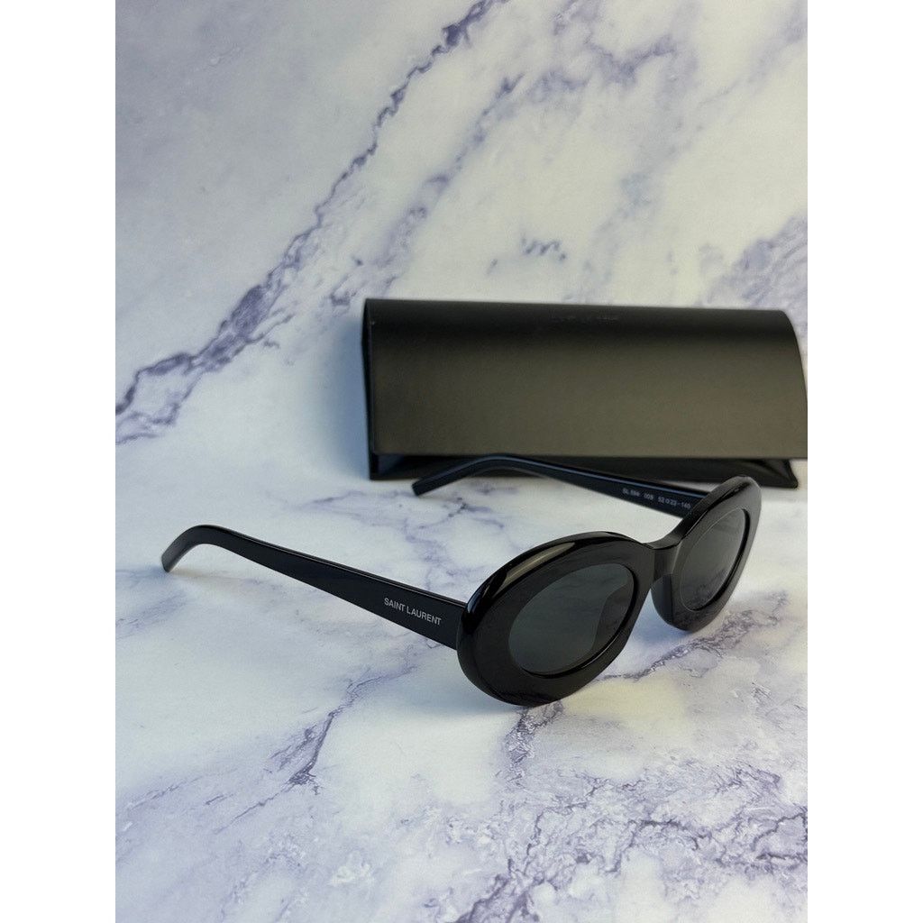 Saint Laurent Paris NEW Saint Laurent SL594 Oval Sunglasses in Black Size ONE SIZE - 5 Thumbnail
