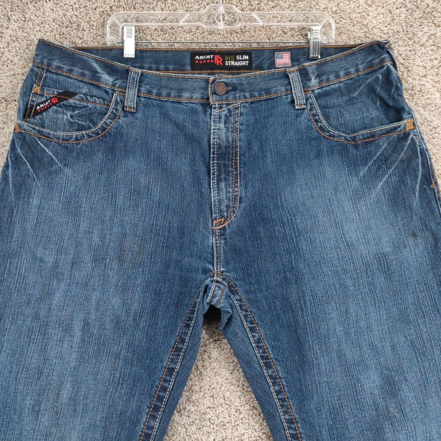 Ariat Ariat M5 FR Jeans Mens 42x32 Slim Straight Denim Blue Flame-Resistant Work Wear Casual 5-Pocket Mens Jeans Size US 42 / EU 58 - 2 Thumbnail