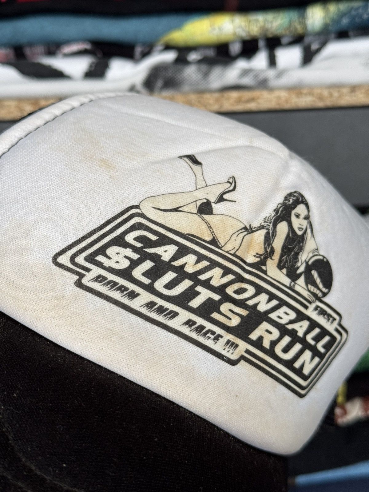 Vintage Trucker Hat Porn and Race Sexy Girl cap Size ONE SIZE - 3 Thumbnail