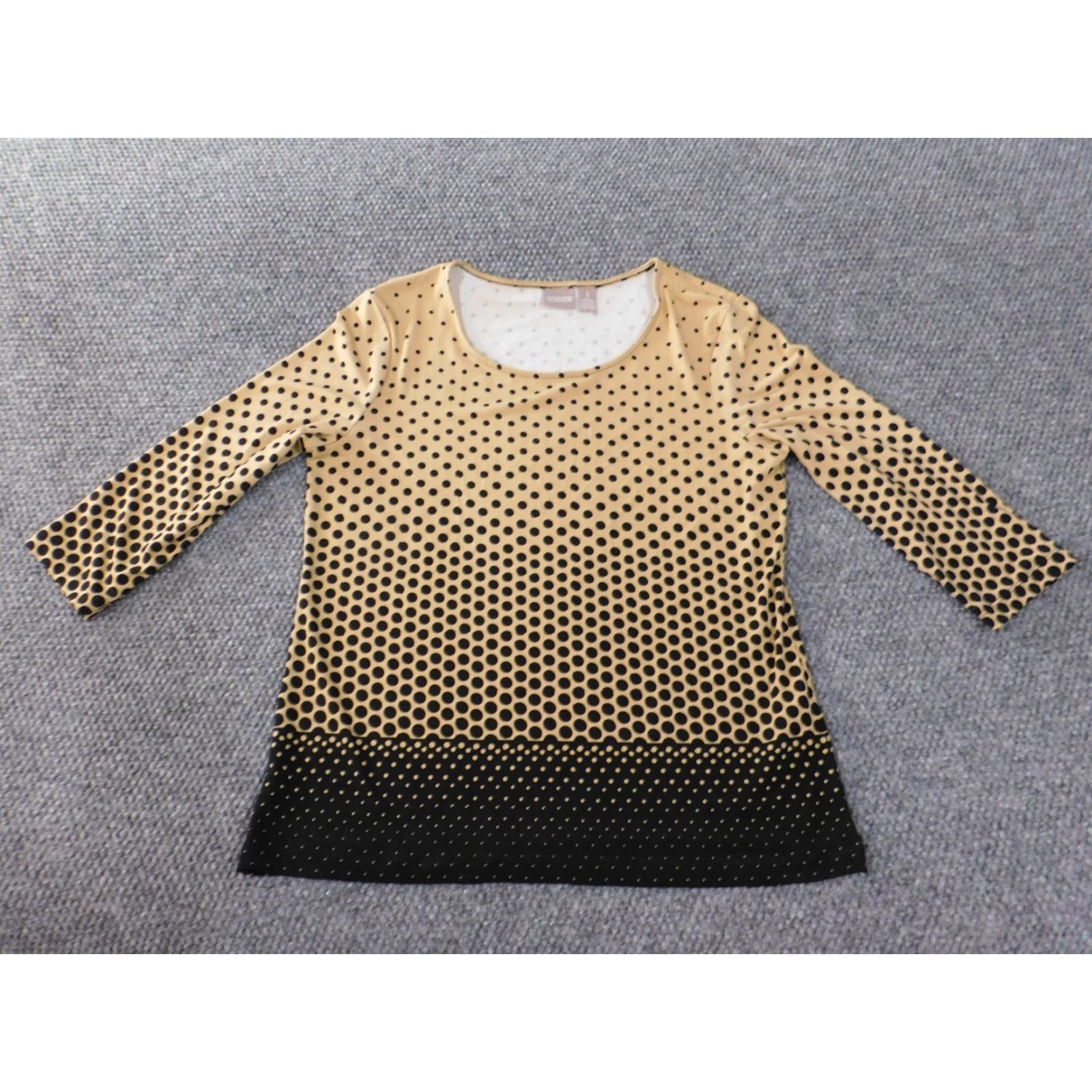 Vintage Chicos Blouse Shirt Womens Long Sleeve Round Neck Brown Polka Dot Polyester Spandex Casual Pullover Stretch Regular 1 Narrow Vintage No Size XS / US 0-2 / IT 36-38 - 2 Thumbnail