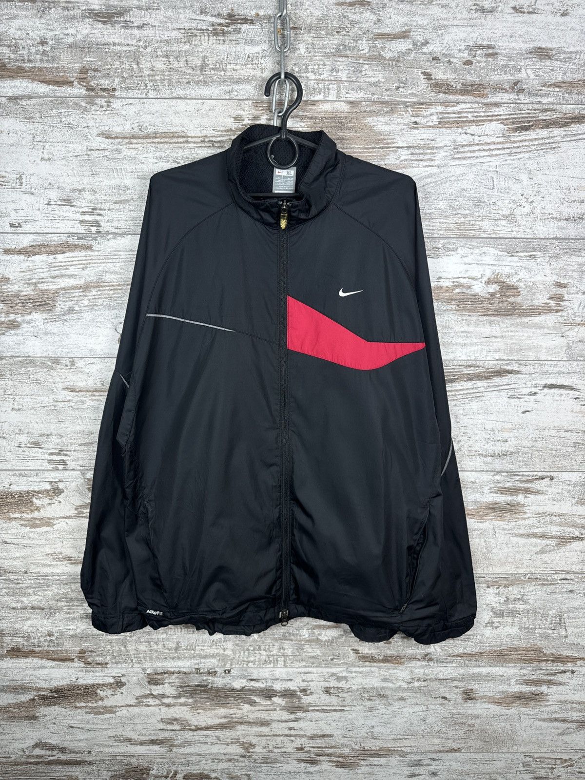 Mens Vintage Nike track jacket black swoosh y2k drill rare