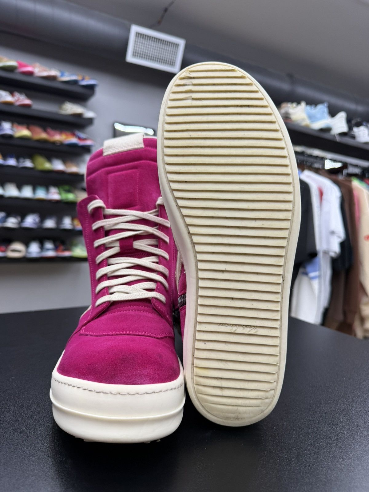 Rick Owens Size 11.5US/44.5EU - Rick Owens Geobasket Hot Pink Suede Size US 11.5 / EU 44-45 - 11 Thumbnail
