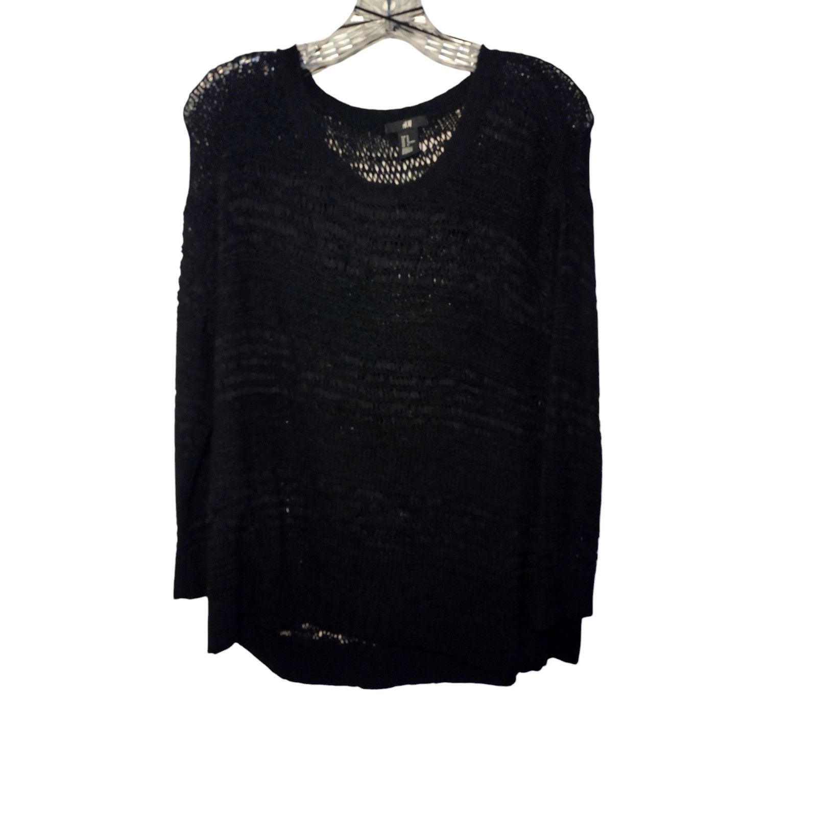 H&M H&M Sweater Lg Sleeves Sheer CrewNeck Pullover Black Sz Md Size M / US 6-8 / IT 42-44 - 6 Thumbnail