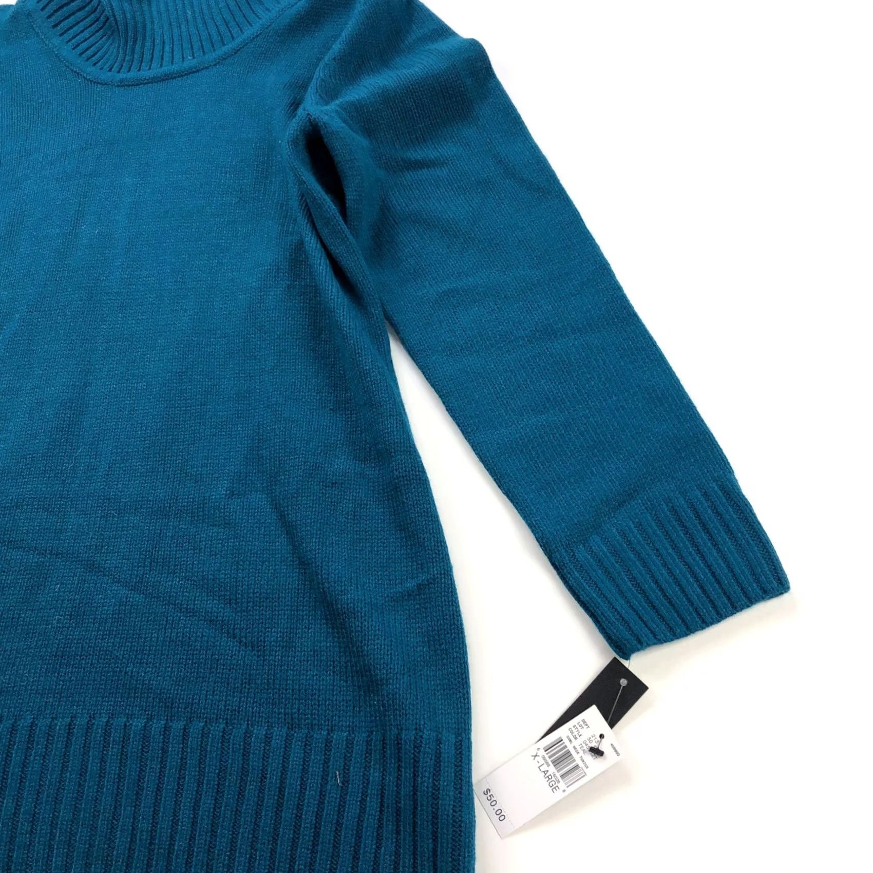 Vintage AB Studio XL Acrylic Cowl Neck Tunic Pullover Sweater Teal Blue Women Shirt/Top Size XL / US 12-14 / IT 48-50 - 2 Thumbnail