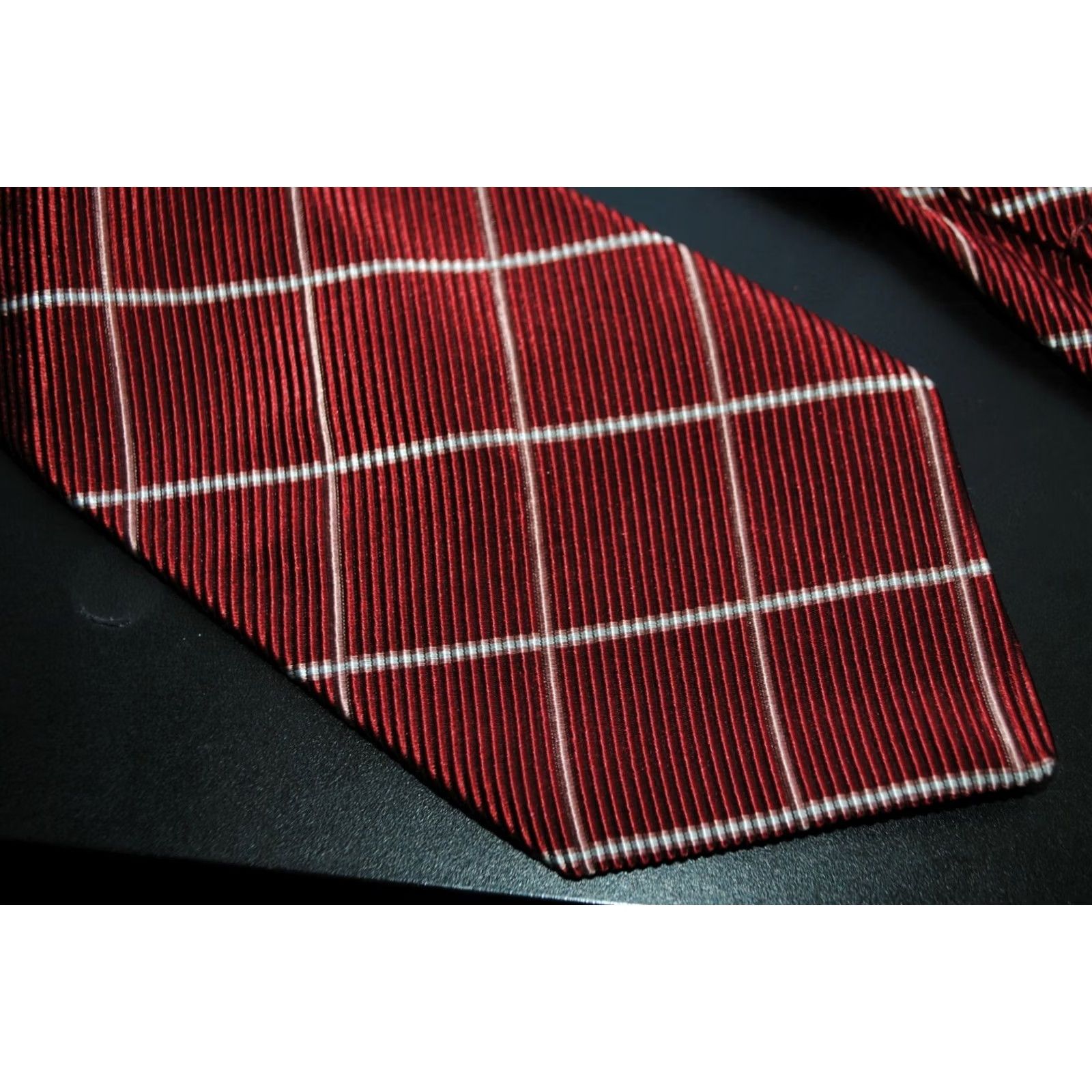 Canali Canali TIE Shirt Men’s XS Red Striped 60% Silk 40% Cotton Made in ITALY 146 cm Length Size ONE SIZE - 2 Thumbnail