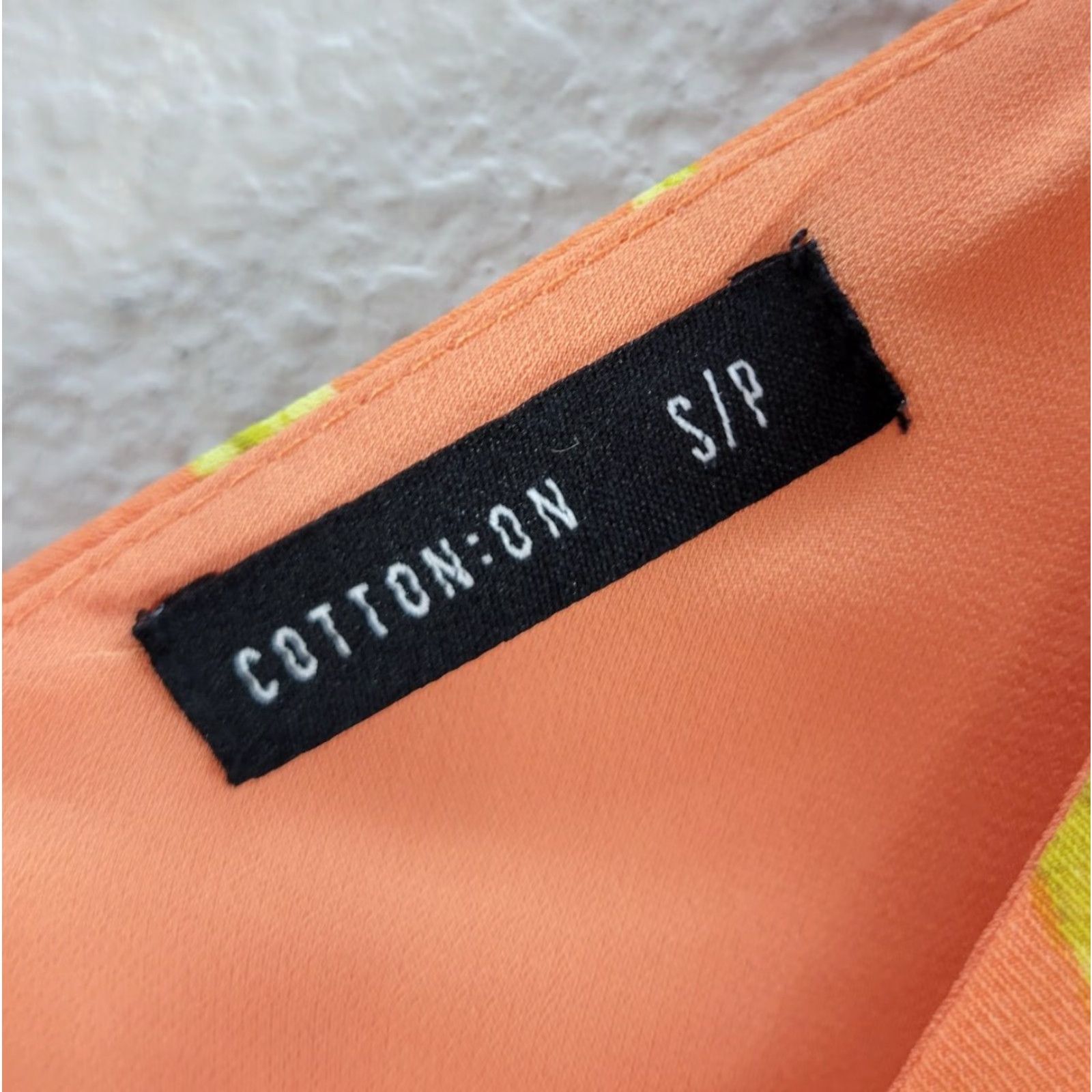 Cotton On Cotton On Womens Mini Dress Shirt Sleeveless Orange Floral V-Neck Lined Polyester Sz S Short Size 28" / US 6 / IT 42 - 3 Thumbnail