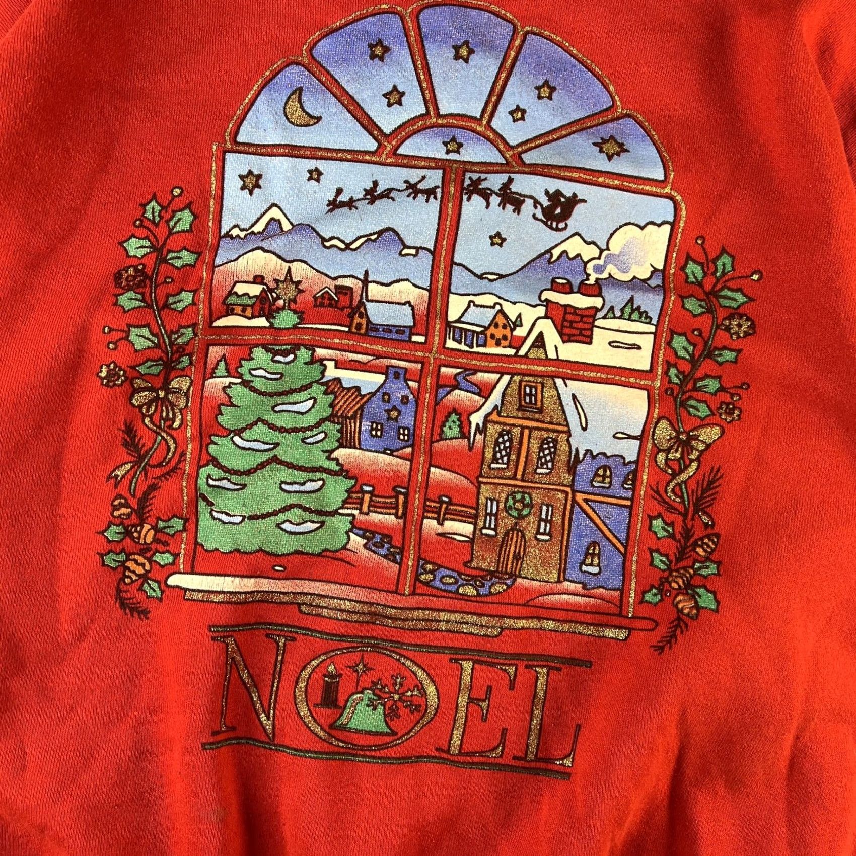 Vintage 90s Holiday Time Vintage Sweatshirt Mens XL Red Noel Christmas Graphic Fleece Pullover Size US XL / EU 56 / 4 - 2 Thumbnail