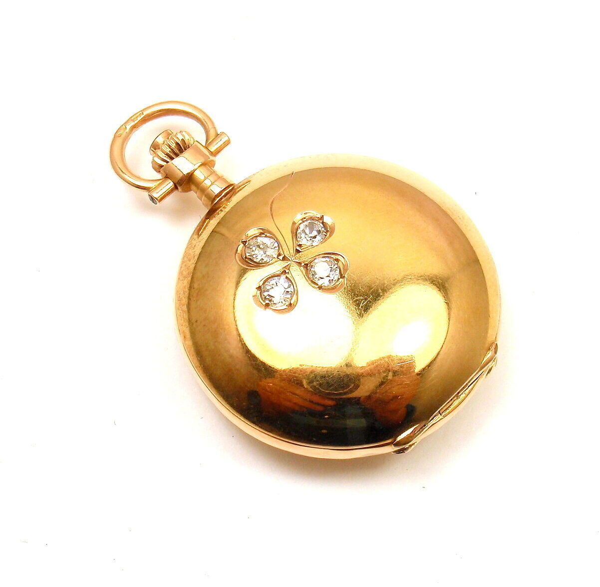Swiss Yellow Gold Diamond Ladies Pocket Watch High Grade