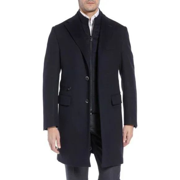 Corneliani Corneliani Mens Wool Topcoat 46 Navy IT 56 NWT $1895 Size US XL / EU 56 / 4 - 1 Thumbnail