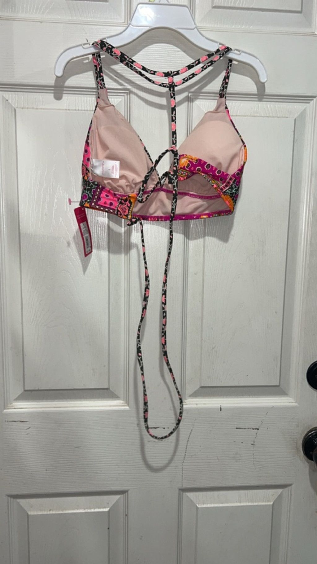 Other Women's Xhilaration Pink Black Floral Patchwork Bikini Top L Size ONE SIZE - 4 Thumbnail