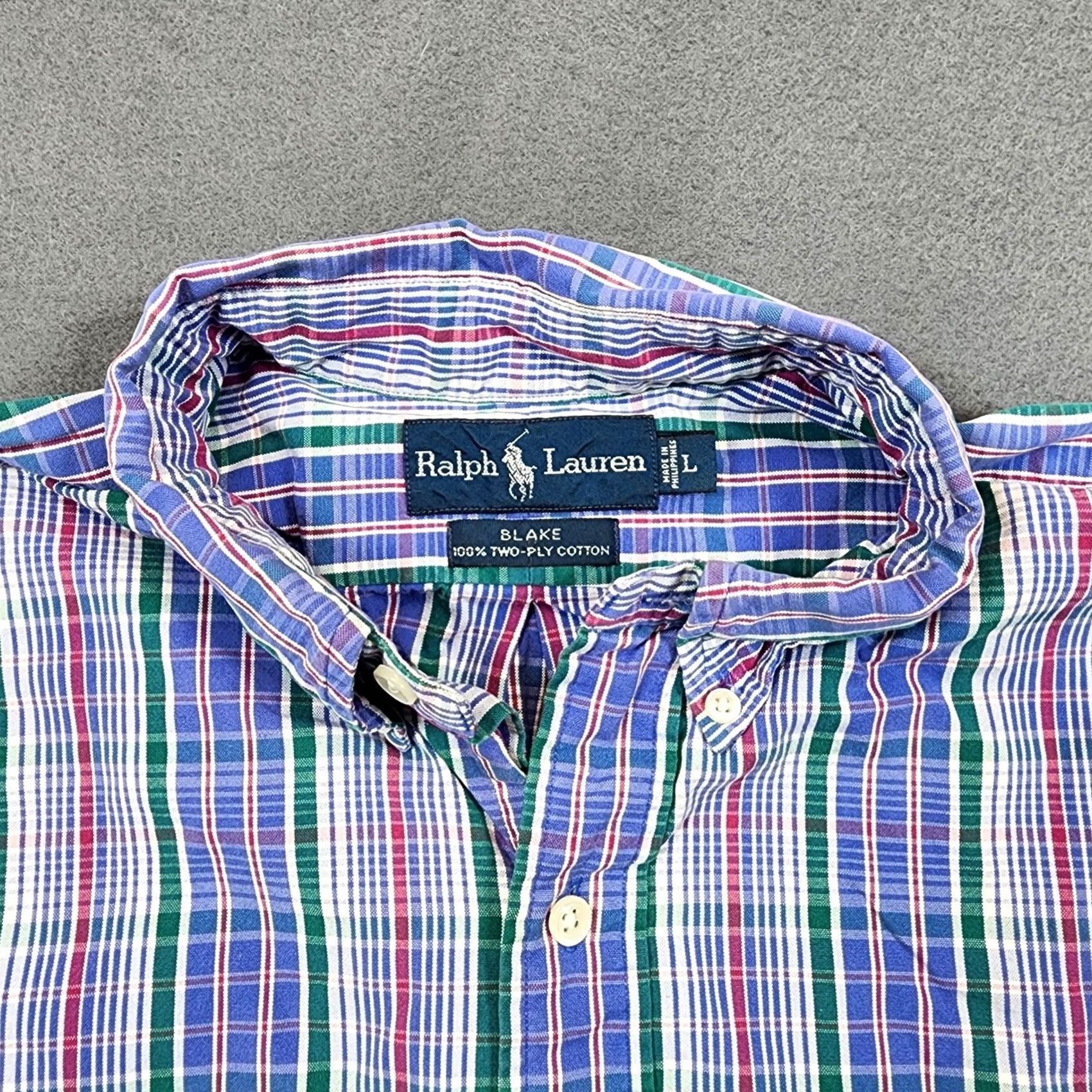 Ralph Lauren VINTAGE Ralph Lauren Mens Blake Long Sleeve Button Up Shirt L Blue Plaid Dress Shirt Mens Size US L / EU 52-54 / 3 - 7 Thumbnail