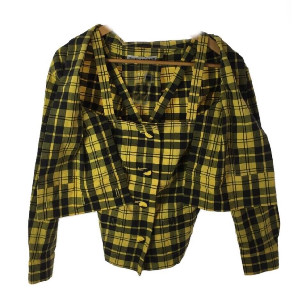 Issey Miyake Issey Miyake Checkered Off Shoulder LS Button Down Blouse Size M / US 6-8 / IT 42-44 - 1 Thumbnail