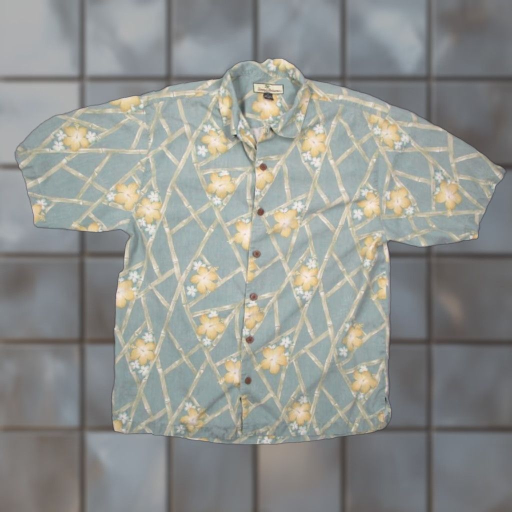 Tommy Bahama TOMMY BAHAMA Shirt Mens Medium Green Floral Button Up Silk Hawaiian Bamboo Tiki Size US M / EU 48-50 / 2 - 1 Thumbnail