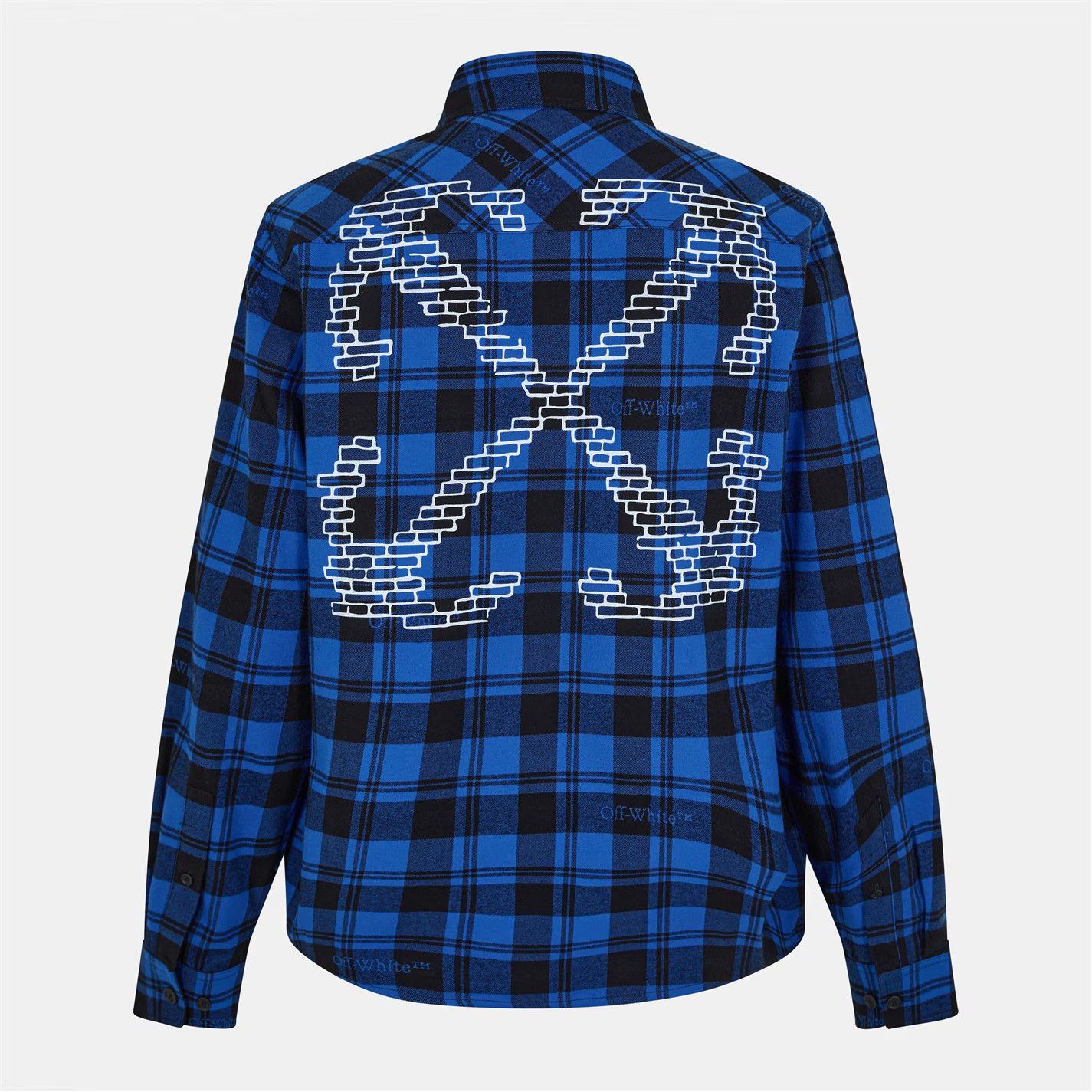 Off-White o1g2r1mq0326 Arrow Plaid Embroidered Shirt in Blue/Black Size US M / EU 48-50 / 2 - 2 Thumbnail