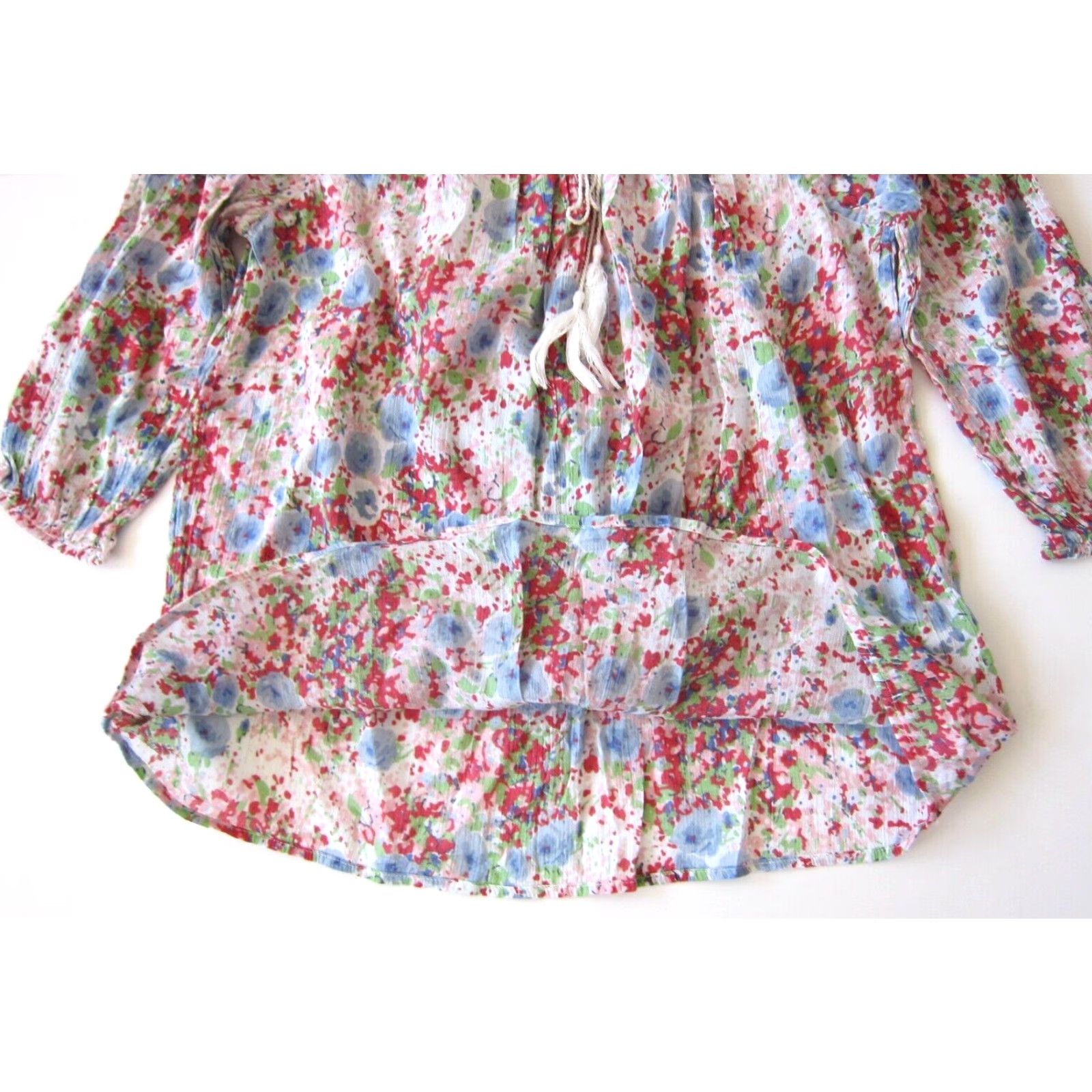 Chaps Chaps Ralph Lauren Blouse Pink White Floral 3/4 Sleeve Peasant Cotton Small Womens Size S / US 4 / IT 40 - 5 Thumbnail