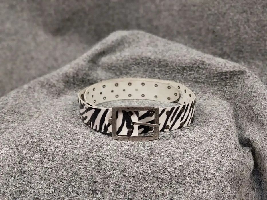 Pre-owned Avant Garde Vintage 90's Japan Leather Belt In Zebra Pattern In Black White