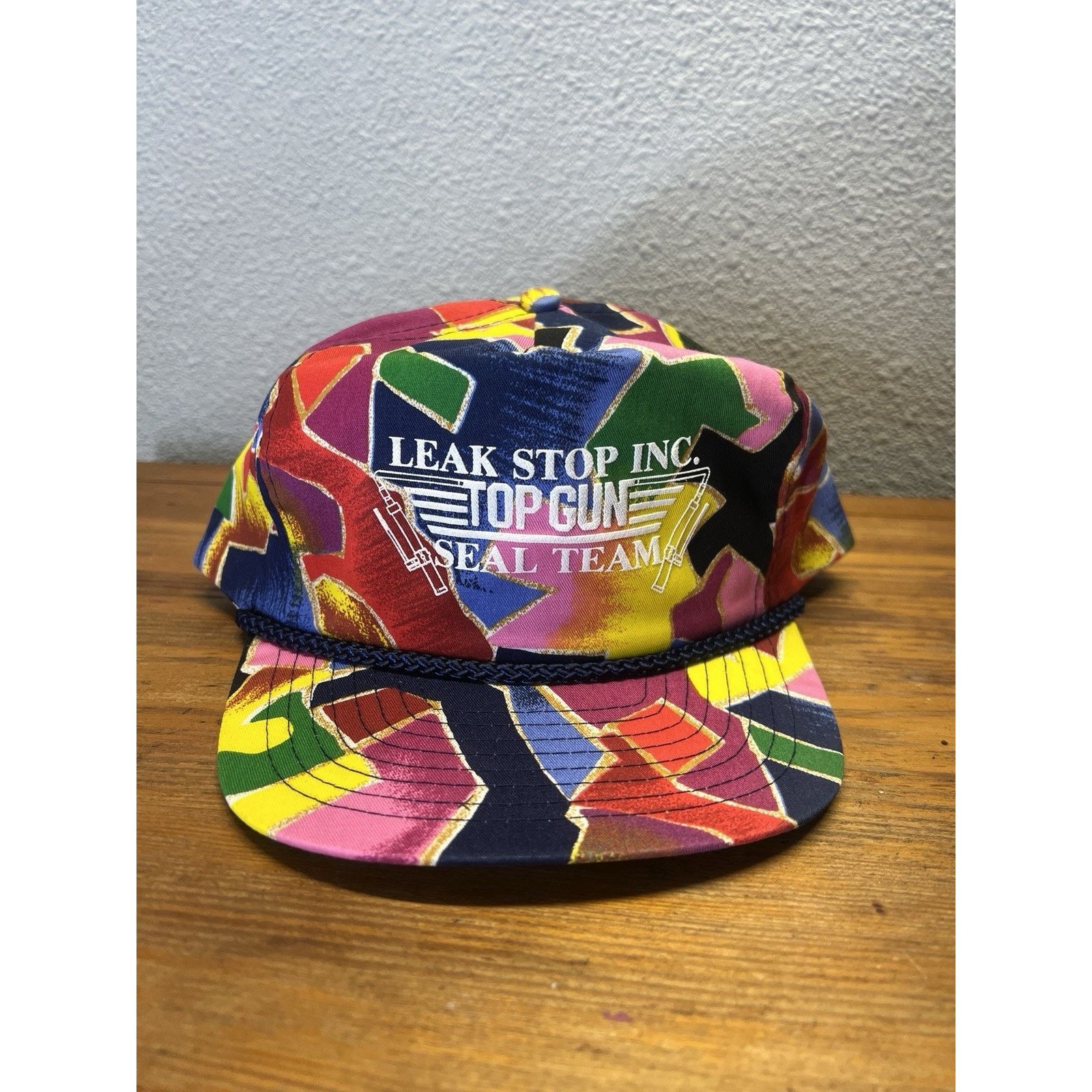 Nissan Vintage Nissin Cap Leak Stop Inc Top Gun 90s Abstract Print Size ONE SIZE - 1 Thumbnail