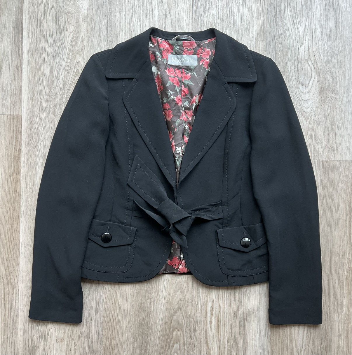 Max Mara Max Mara Black Blazer With Belt Size XL / US 12-14 / IT 48-50 - 6 Thumbnail