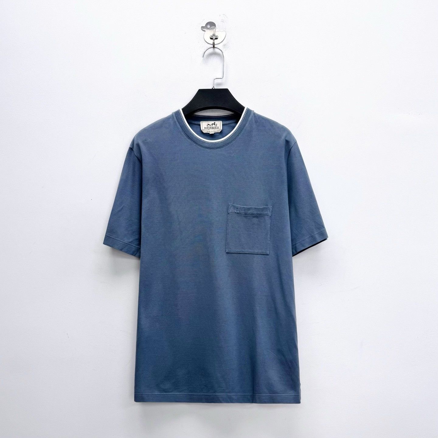 Hermes Hermes 2025 New Light Blue Ribbed Neck Short Sleeve Size US S / EU 44-46 / 1 - 1 Thumbnail