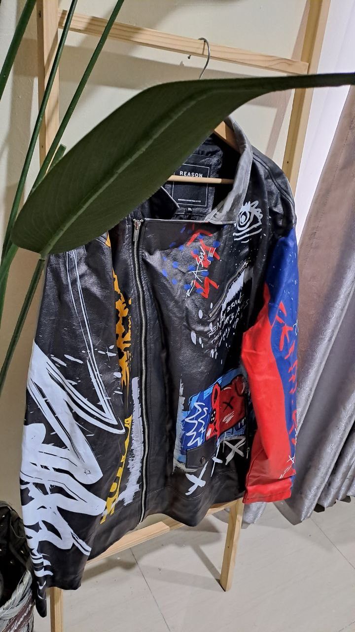 Reason NWT Reason Flyest Jean Michel Basquiat Faux Leather Jacket Size US XXL / EU 58 / 5 - 4 Thumbnail