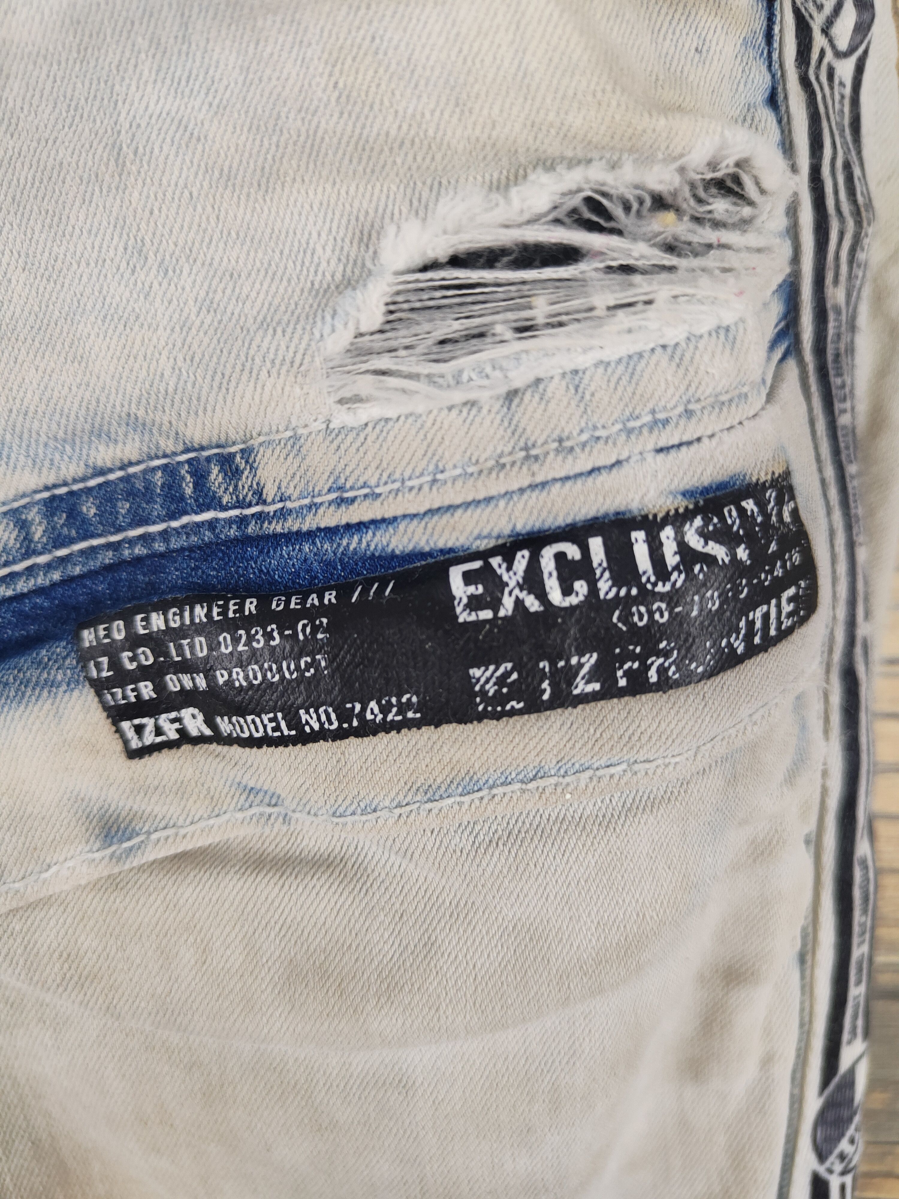 Japanese Brand I'z Frontier Light Blue Distressed Ripped Soft Jeans #W1997 Size US 32 / EU 48 - 6 Thumbnail