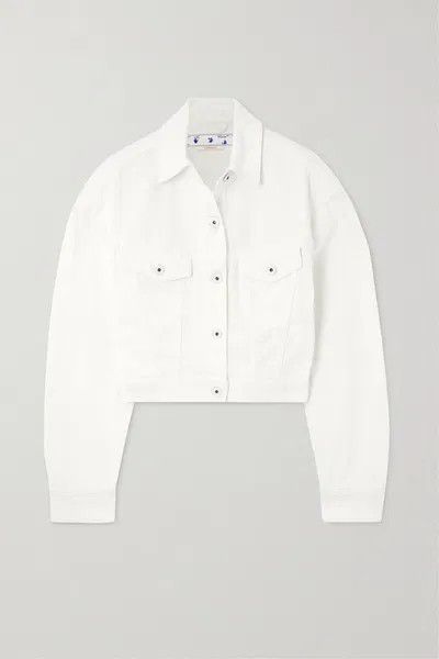 Off-White o1y1125 Denim Jacket in White Size L / US 10 / IT 46 - 1 Thumbnail