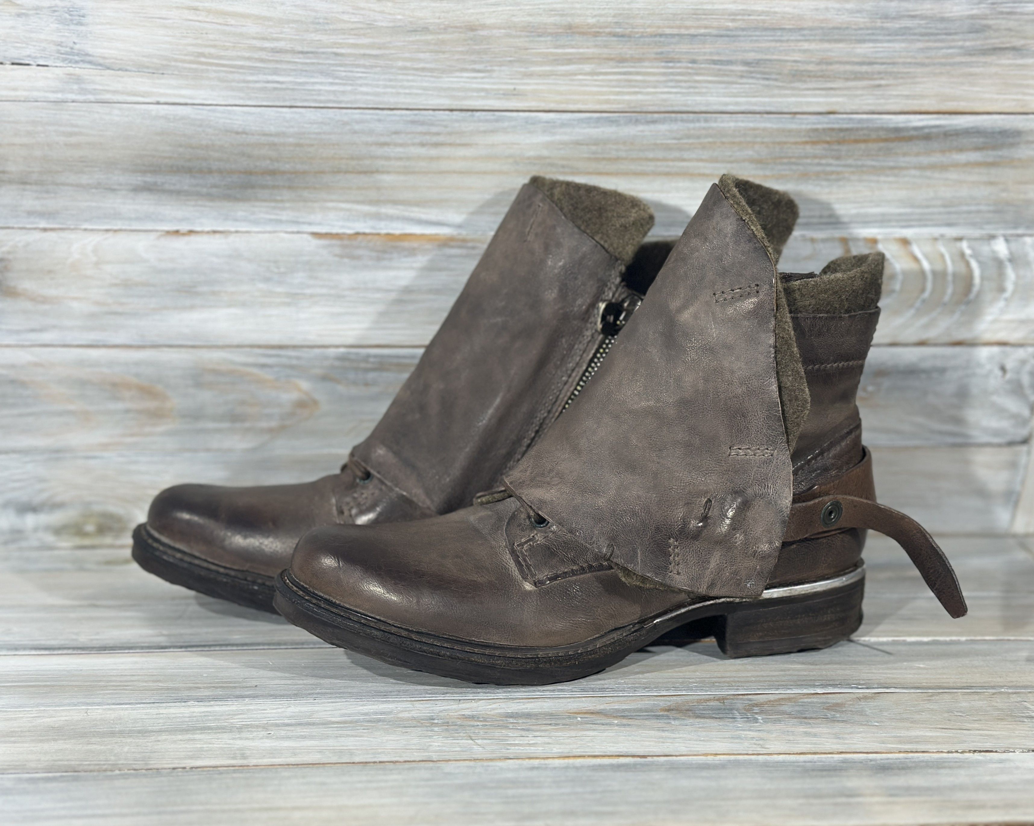 A.S.98 A.S.98 Lace Up Zip Leather Boots Made In Italy Luxury Brand Size US 9 / IT 39 - 22 Thumbnail