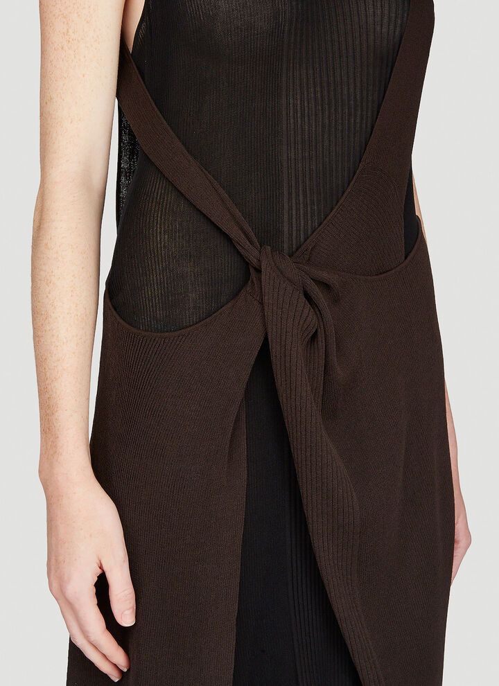 Bottega Veneta o1y0725 Midi Dress in Dark Brown/Black Size XS / US 0-2 / IT 36-38 - 5 Thumbnail