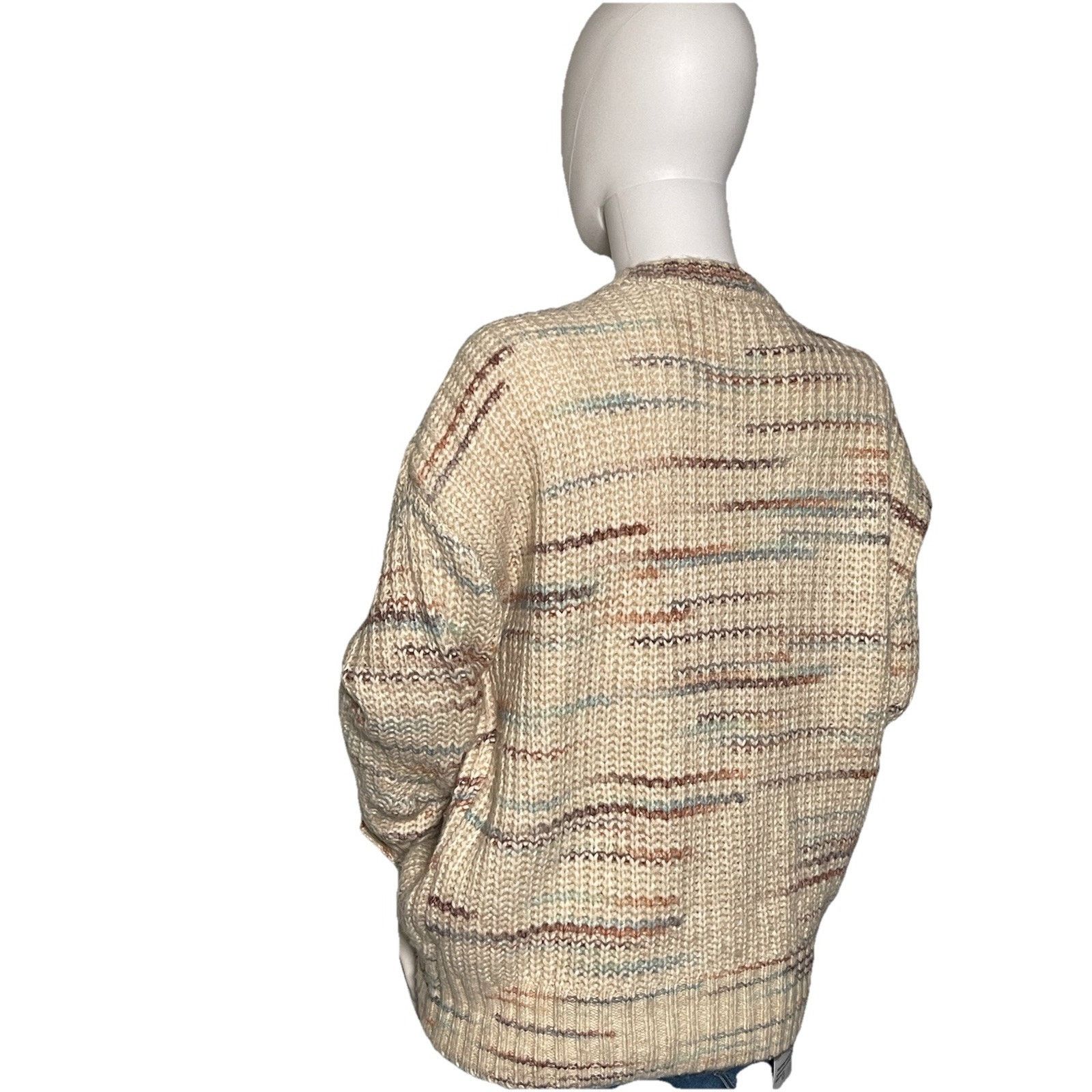 American Eagle Outfitters American Eagle White Brown Striped Long Sleeve Sweater XS Size XS / US 0-2 / IT 36-38 - 4 Thumbnail