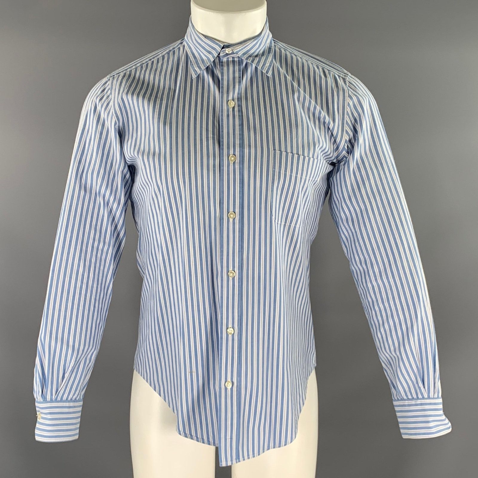 Other LODEN DAGER S Blue White Stripe Cotton Pointed Collar LS Size US S / EU 44-46 / 1 - 1 Thumbnail