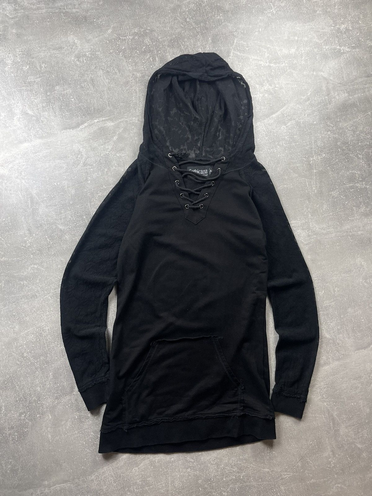 Other Gothicana by EMP Black Hoodie Gothic Punk Mesh Hood&Sleeves Size L / US 10 / IT 46 - 2 Thumbnail