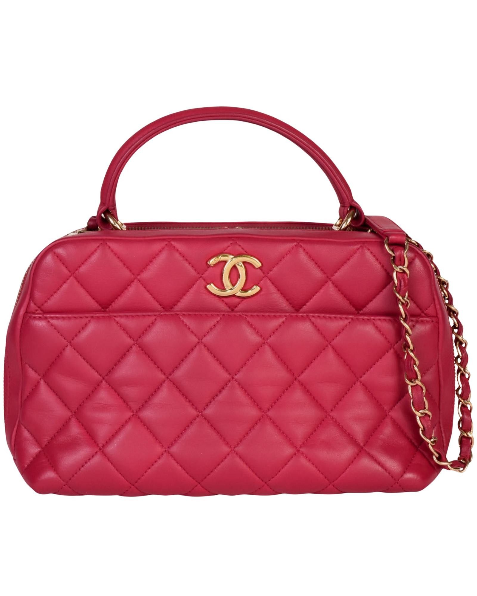 image of Chanel Sophisticated Pink Suede Handbag With Coco Mark Design, Women's