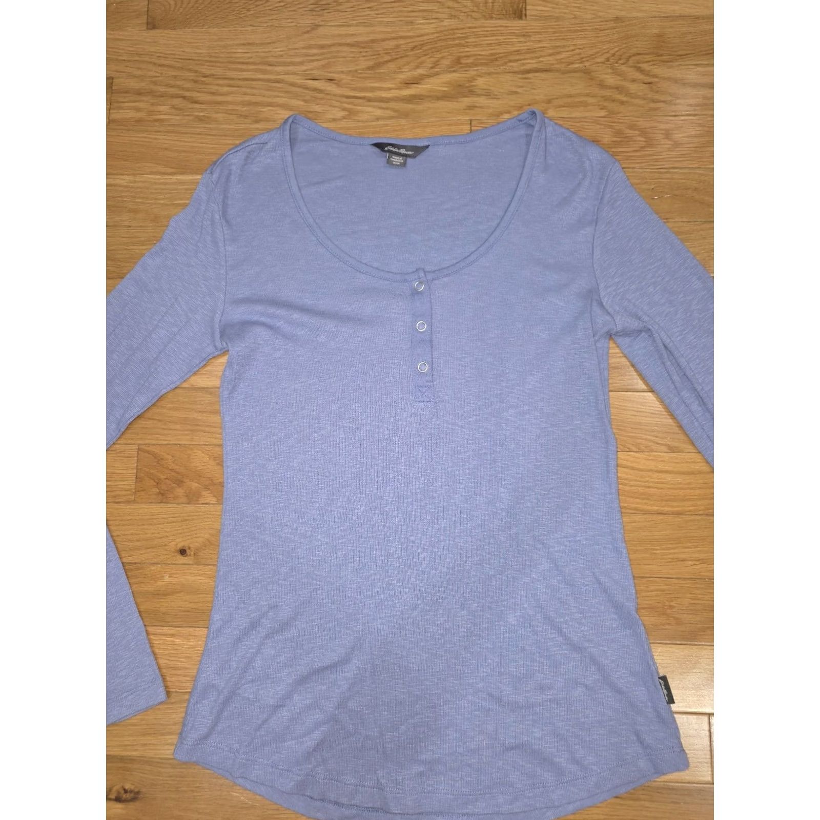Eddie Bauer Eddie Bauer Henley T-Shirt Long Sleeve Snap Blue Medium Womens L Size L / US 10 / IT 46 - 5 Thumbnail