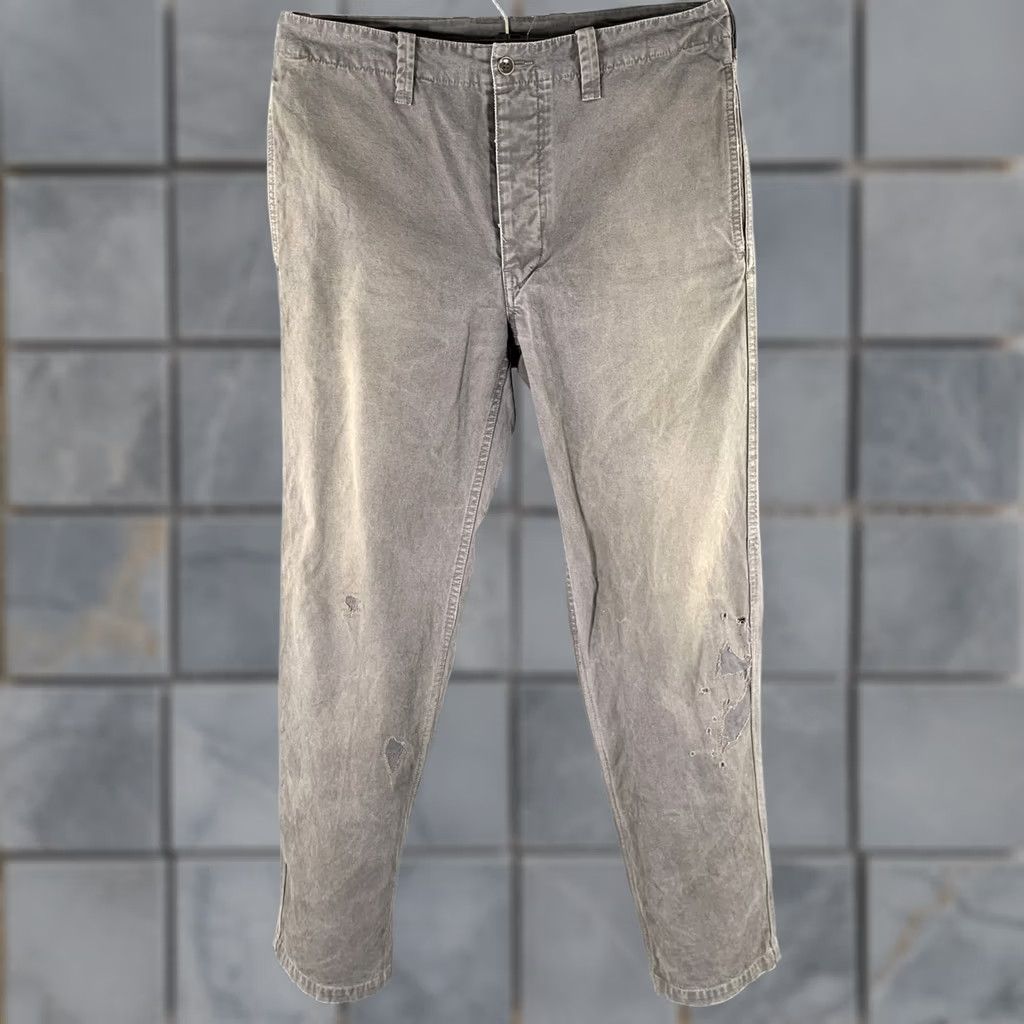 Visvim VISVIM Size L Grey Distressed Cotton Button Fly Casual Pants Mens Size US 33 - 1 Thumbnail