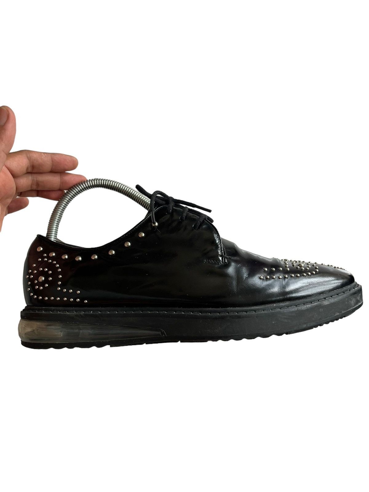 Prada Fancy Prada Oxford Wingtip Black Spazzolato Leather Size US 7 / EU 40 - 5 Thumbnail