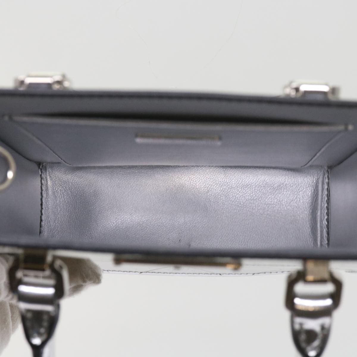 Prada PRADA Hand Bag Metallic Leather Silver Size ONE SIZE - 9 Thumbnail