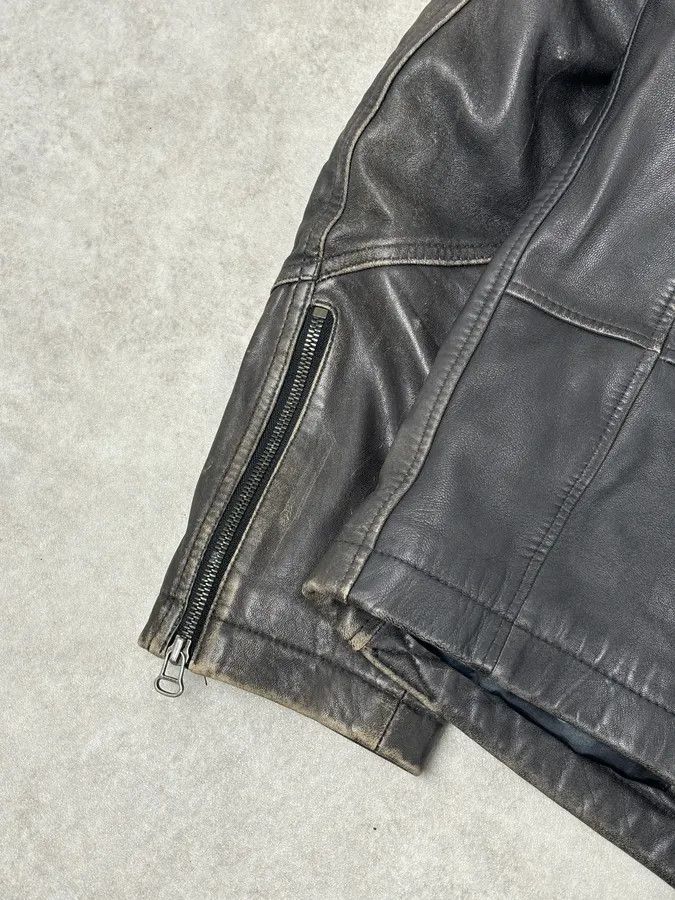 Hugo Boss Hugo Boss Dark Grey Leather Blouson Padded Moto Jacket Size US L / EU 52-54 / 3 - 8 Thumbnail