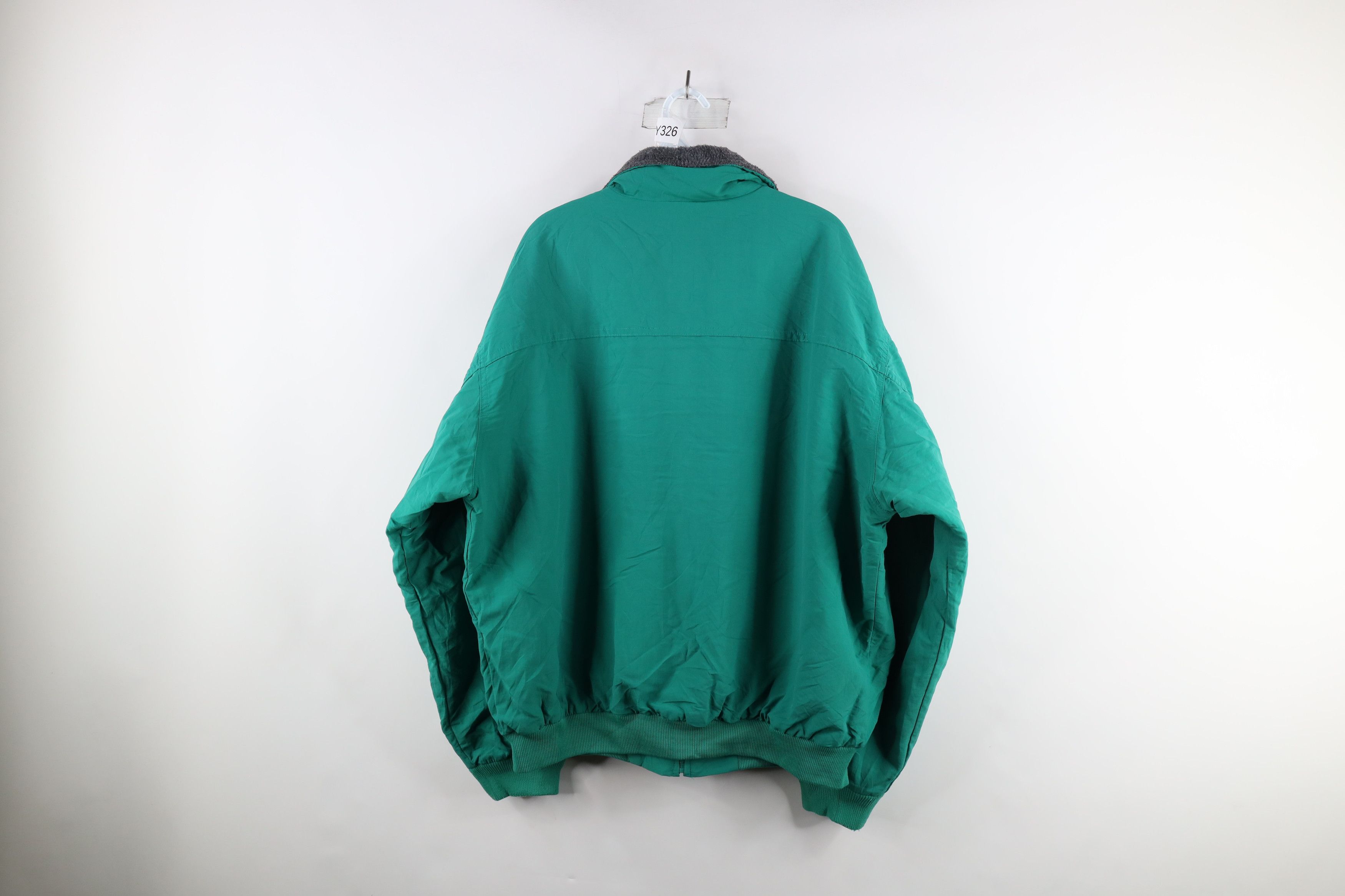 J.Crew × Vintage Vintage 90s J Crew Fleece Lined Bomber Jacket Teal Green Size ONE SIZE - 9 Thumbnail
