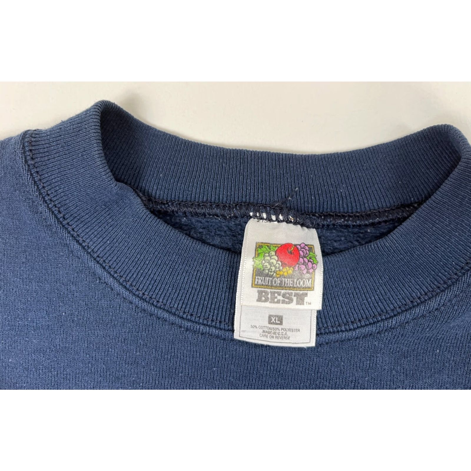 Fruit Of The Loom Men's Vintage 1996 Crewneck Sweatshirt XL Navy Blue Fruit of the Loom 50/50 1996 Graphic Print 90s Gene rics Mens Size US XL / EU 56 / 4 - 7 Thumbnail
