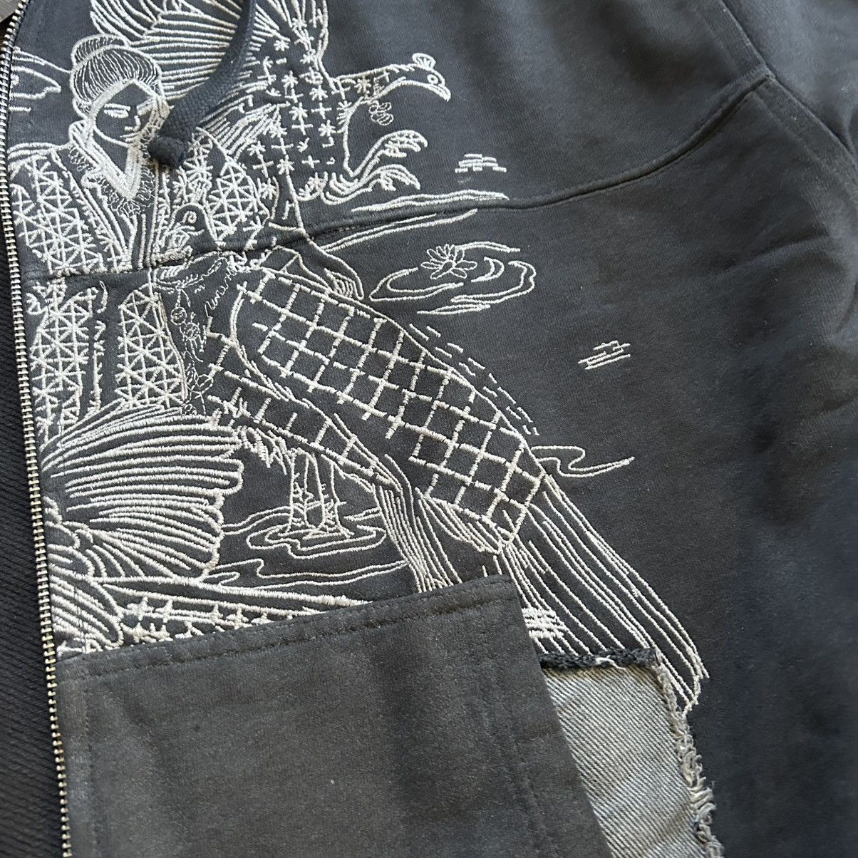 Derschutze BORO SASHiKO ZiP UP HOODiE SWEATSHiRT PATCHWORK Size US XXL / EU 58 / 5 - 9 Thumbnail