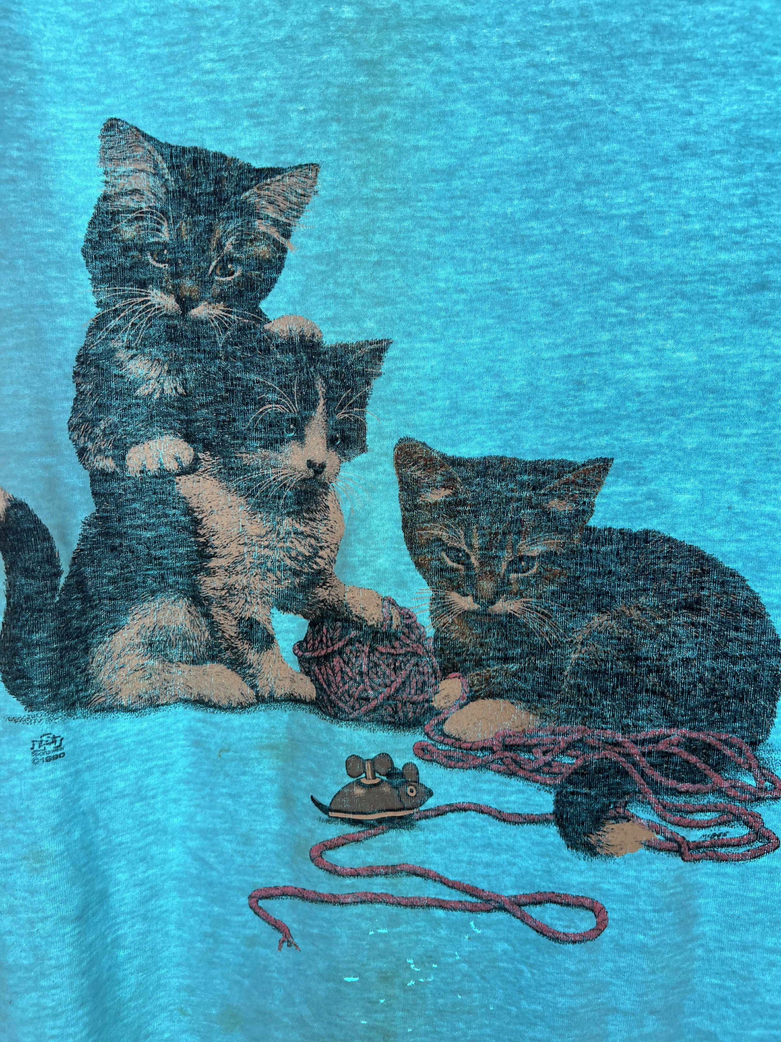 Vintage Vintage 1990 LSJ Sportswear “Kittens & Yarn” T-Shirt Size US L / EU 52-54 / 3 - 2 Thumbnail