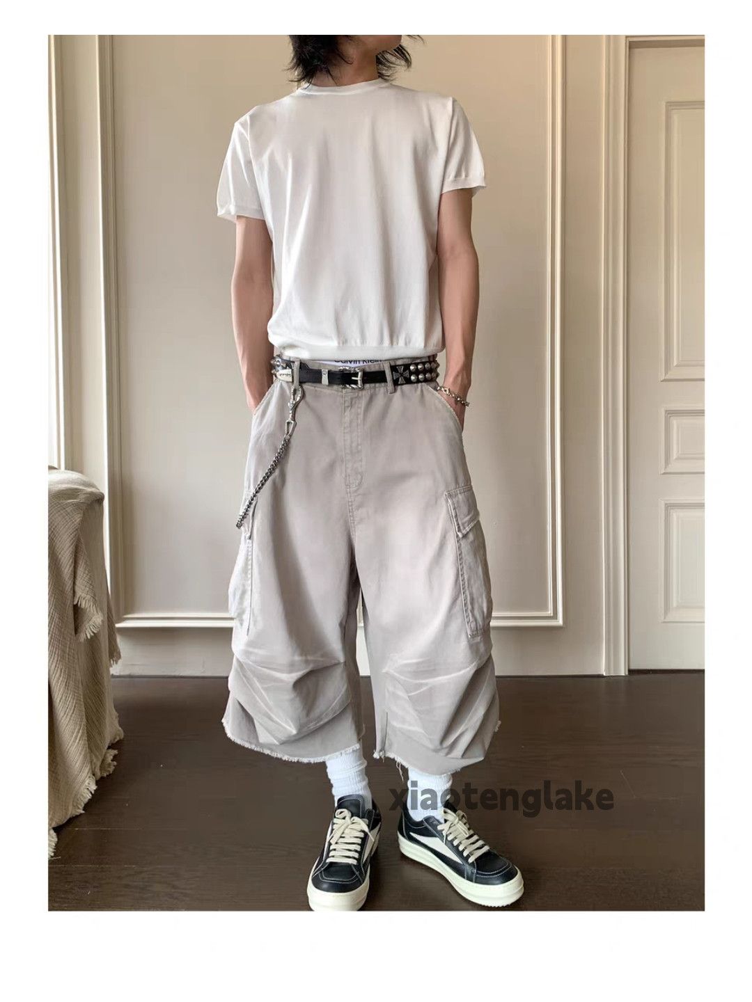 Designer × Japanese Brand × Vintage Unisex washed retro y2k loose baggy pleated cargo shorts Size US 33 - 2 Thumbnail