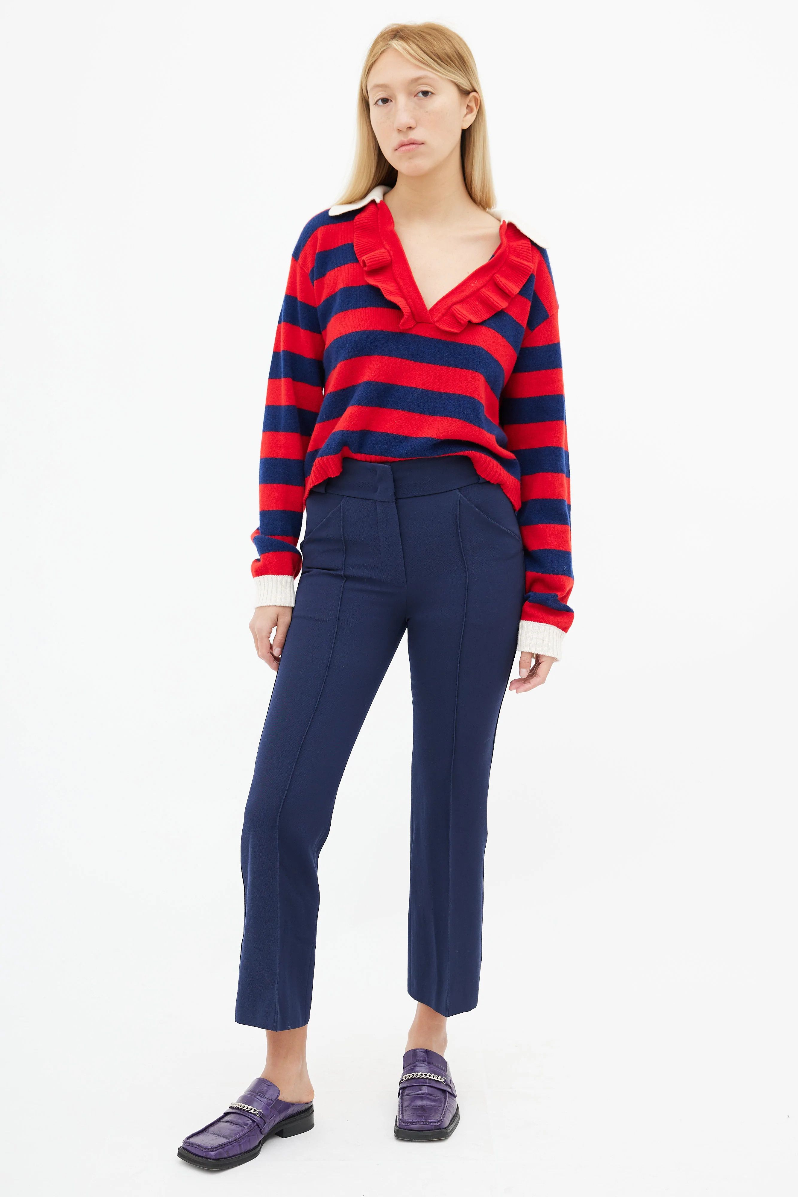 Fendi crease detailing cropped flare trousers