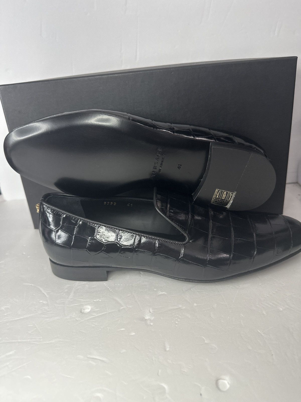 Versace Versace Croc Embossed Calfskin Smoking Slipper Size US 10.5 / EU 43-44 - 5 Thumbnail