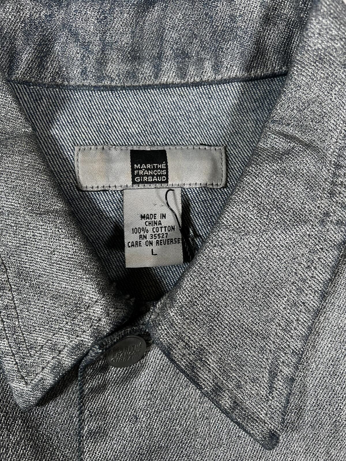 Marithe + Francois Girbaud Vintage Y2K Girbaud Cropped Reworked Silver Pained Denim Jkt Size L / US 10 / IT 46 - 5 Thumbnail