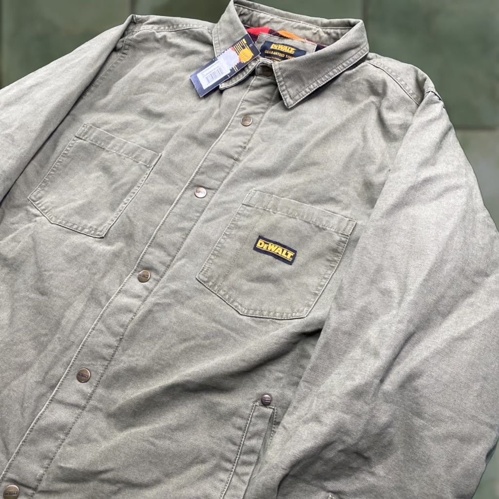 Olive VINTAGE DEWALT Jacket Mens XL Olive Green Plaid Lined 3-in-1 Coat Workwear Parkersburg Cotton Olive Green Holiday 80s 90s USA Mens Size US XL / EU 56 / 4 - 1 Thumbnail