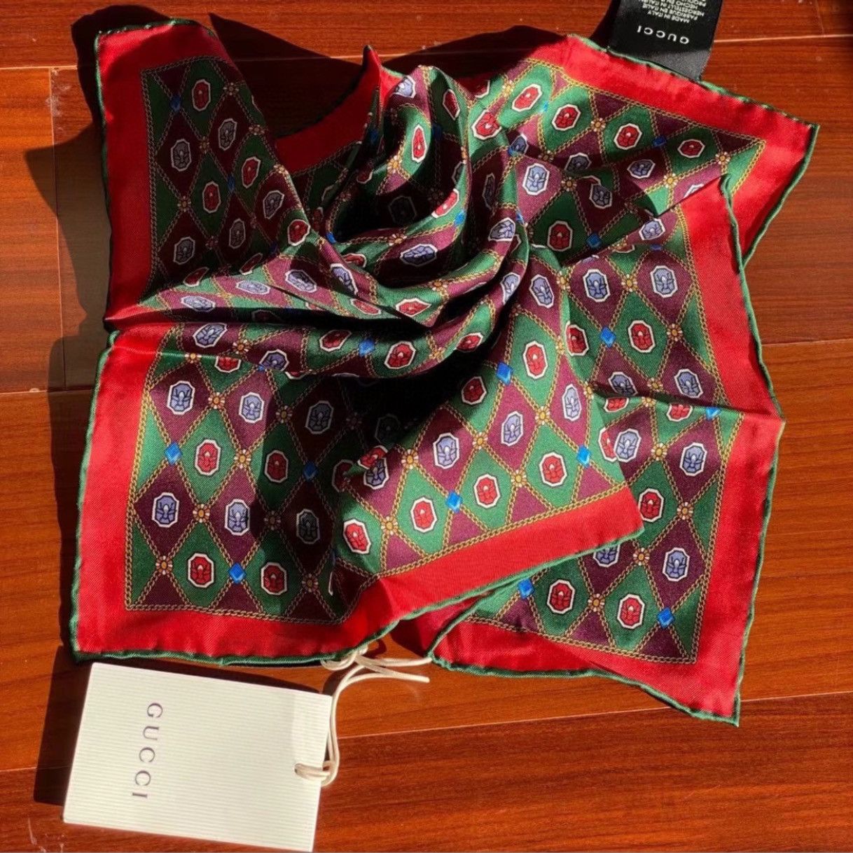 image of Gucci Red Print Scarf, Men's